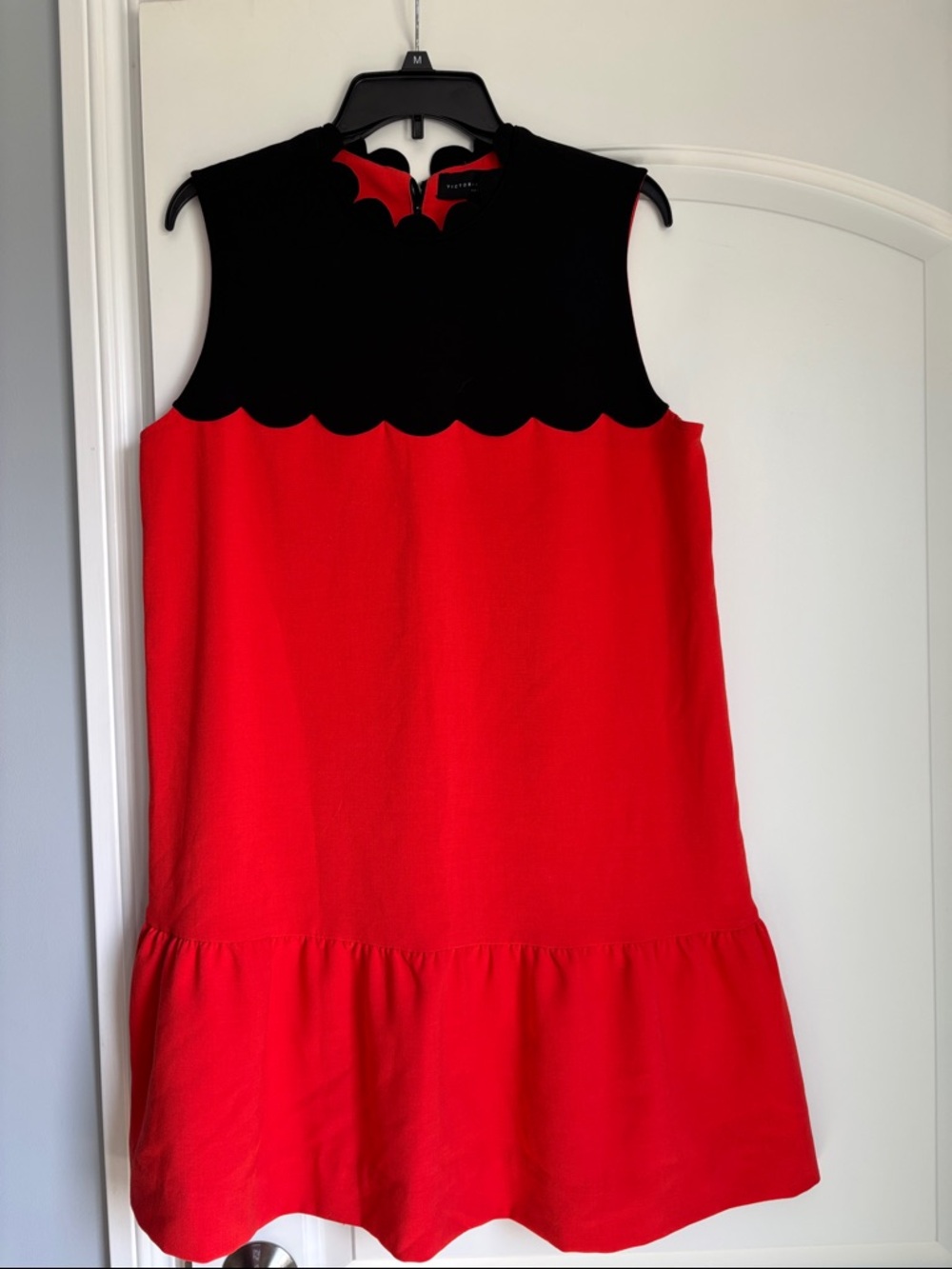 Victoria Beckham for Target Red and Black Scallop Sleeveless Dress